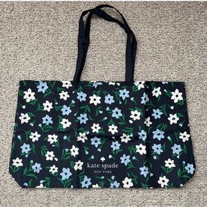 Kate Spade Large Reusable Foldable Floral Canvas Tote Bag New in Pkg